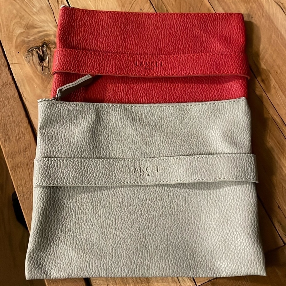 Lancel Paris | Red & Gray | Cosmetic |Organizers |Zipper Closure |Bags |Set of 2